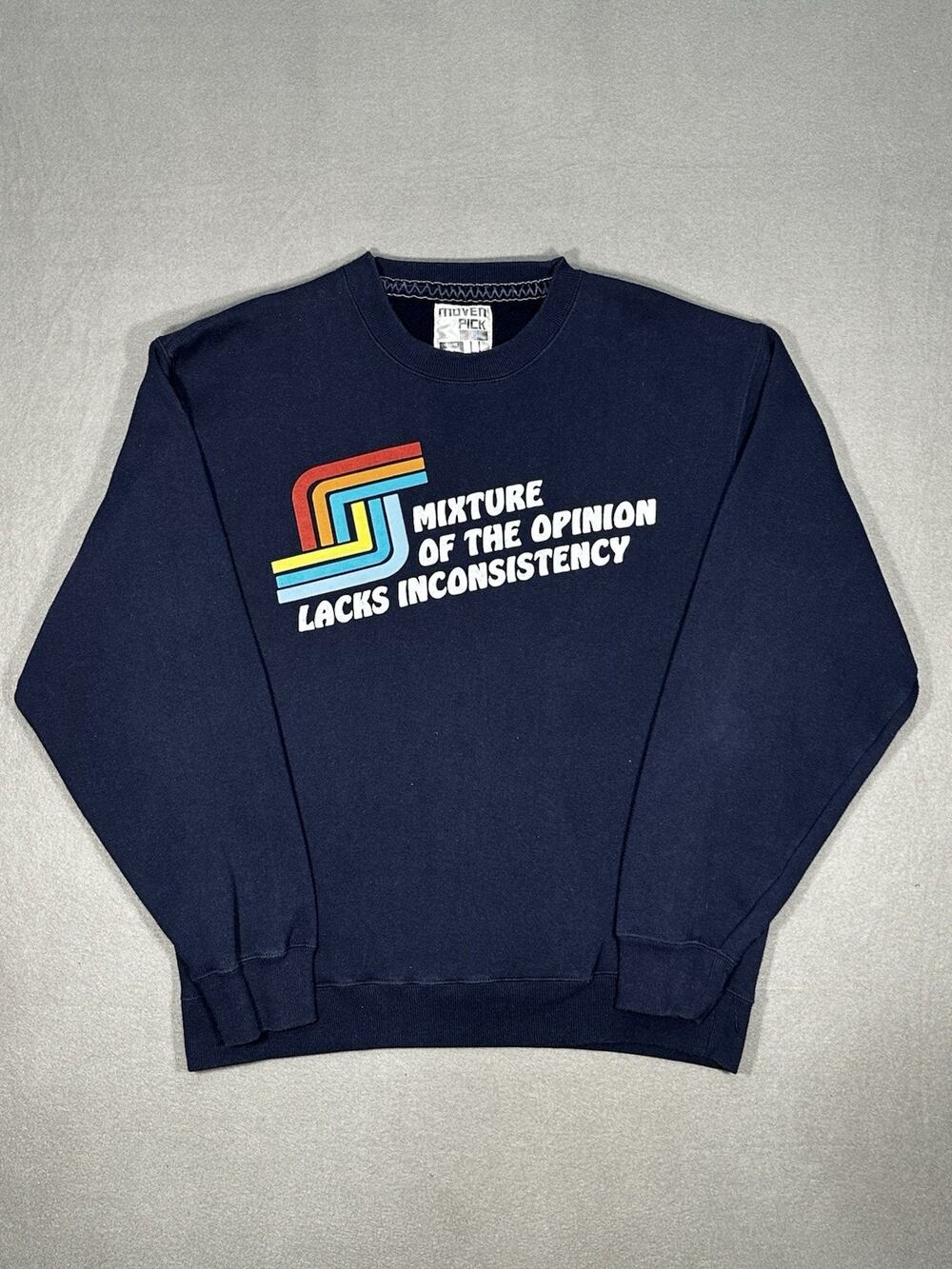Vintage Moven Pick Graphic Sweatshirt Size L Navy Double Sided Y2K Crewneck